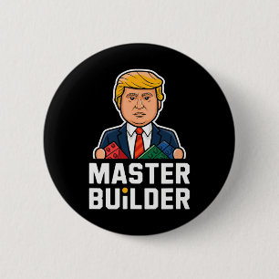 Macaron Rond 5 Cm Funny Trump Master Builder Blocs Cadeau