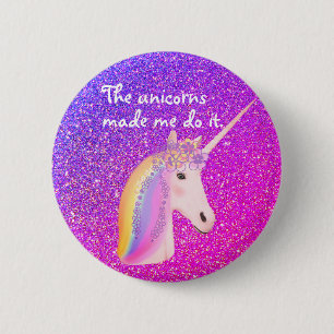 Macaron Rond 5 Cm Funny Unicorne Imaginaire arc-en-ciel Parties scin