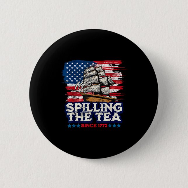 Macaron Rond 5 Cm Funny Us History Teacher Boston Slling The Tea Sin (Devant)