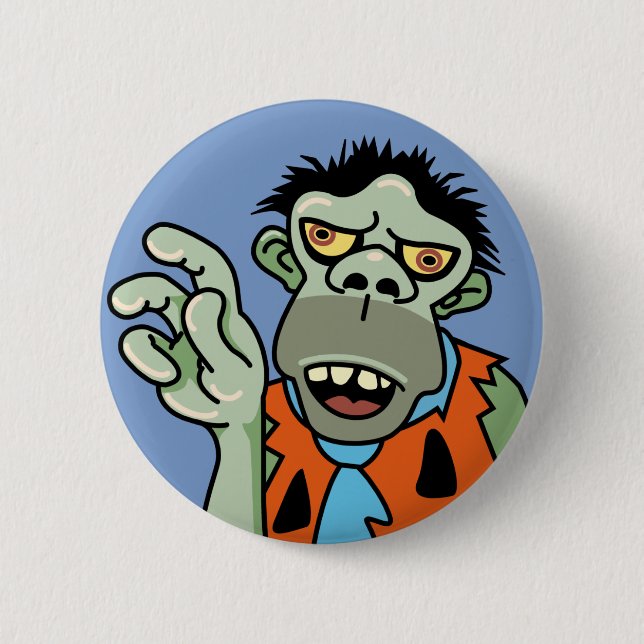 Macaron Rond 5 Cm Funny Zombie Caveman (Devant)