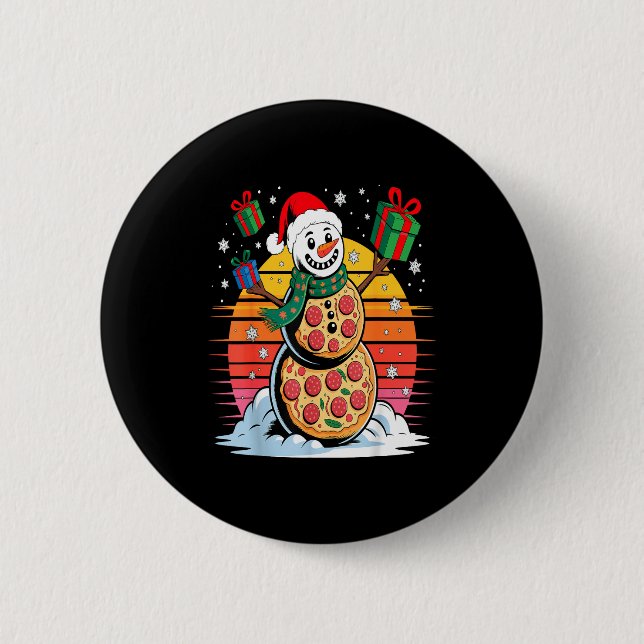 Macaron Rond 5 Cm Funny Zza Snowman Christmas Holiday Food  (Devant)