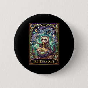 Macaron Rond 5 Cm Furet mangeant des ramen carte de tarot japonaise 