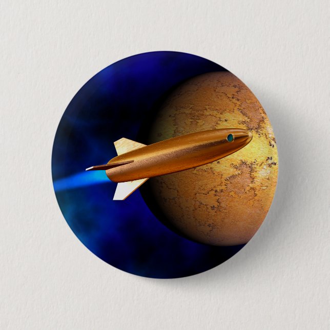 Macaron Rond 5 Cm fusée vintage (Devant)