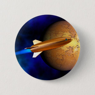 Macaron Rond 5 Cm fusée vintage