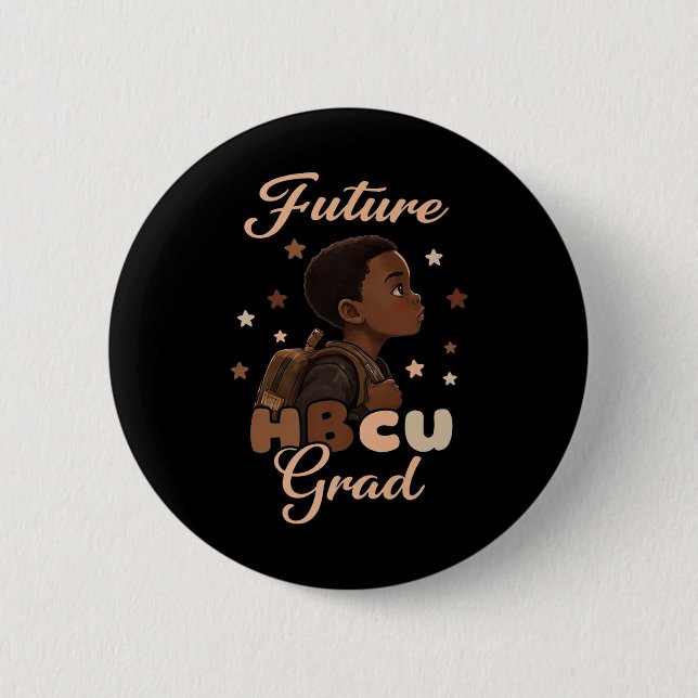 Macaron Rond 5 Cm Futur Hbcu Grad Histoire Noire Mois Garçon Graduat (Devant)