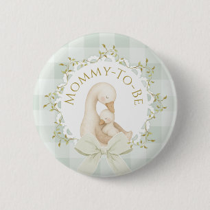 Macaron Rond 5 Cm Futur Maman Silly Goose Vert Sauge Baby Shower