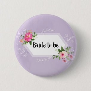 Macaron Rond 5 Cm Futur mariée aquarelle florale violette pour une b