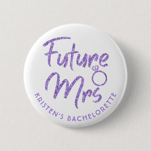 Macaron Rond 5 Cm Futur Mme Fête des mariées Violet Parties scintill