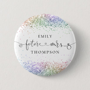 Macaron Rond 5 Cm Futur Nom de Mme Rainbow Parties scintillant Bordu