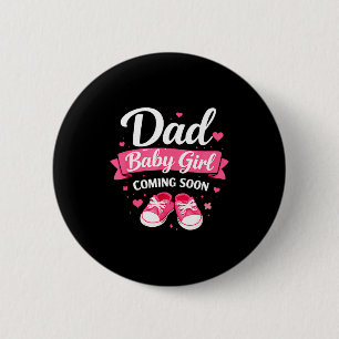 Macaron Rond 5 Cm Futur papa d'une petite fille, futur papa pour la