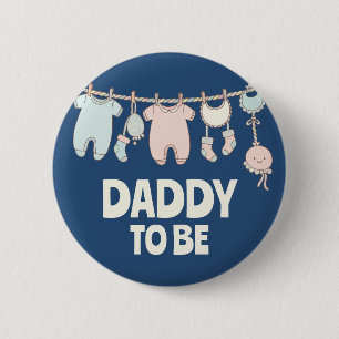 Macaron Rond 5 Cm Futur papa mignon Fête de baby shower personnalisé