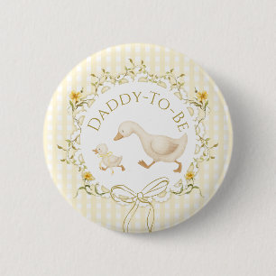 Macaron Rond 5 Cm Futur Papa Silly Goose Gingham Baby Shower