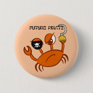 Macaron Rond 5 Cm Futur Pirate Cute Crabe Personnalisé Pirates Party