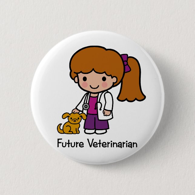 Macaron Rond 5 Cm Futur vétérinaire - fille (Devant)