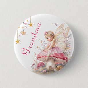 Macaron Rond 5 Cm Future Grand-mère Fête de Bébé de Cottage Fée