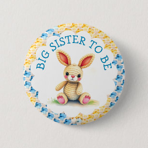 Macaron Rond 5 Cm Future Grande Sœur Baby Shower pour Garçon