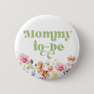 Macaron Rond 5 Cm future maman à fleurs sauvages