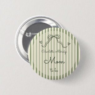 Macaron Rond 5 Cm Future Maman Baby Shower Vert Sauge Fantaisiste