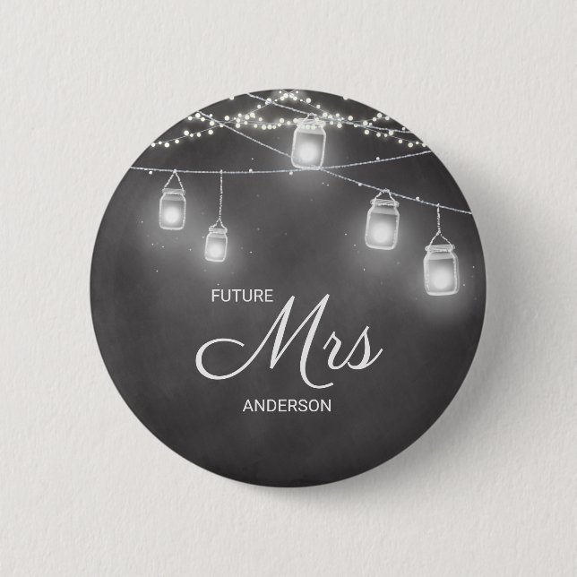Macaron Rond 5 Cm Future Mme Mariage Demoiselle Blanc Noir  (Devant)