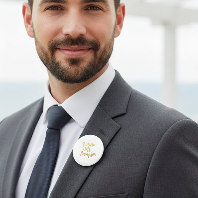 Macaron Rond 5 Cm Future Mr Gold Foil Button Pin (Créateur téléchargé)