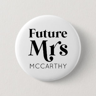Macaron Rond 5 Cm Future Mrs. Custom Last Name Bride To Be Fiancé