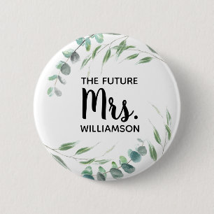 Macaron Rond 5 Cm Future Mrs Eucalyptus Foliage Script Ajouter un no