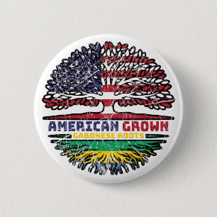 Macaron Rond 5 Cm Gabon Gabonais Américain USA Arbre Drapeau