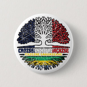 Macaron Rond 5 Cm Gabon Gabonais France Arbre Drapeau