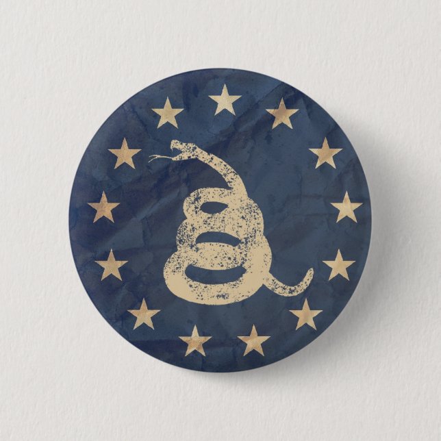 Macaron Rond 5 Cm Gadsden et drapeau des USA 1776 (Devant)