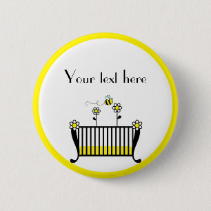 Macaron Rond 5 Cm Gaffez le baby shower de point de polka d'abeille