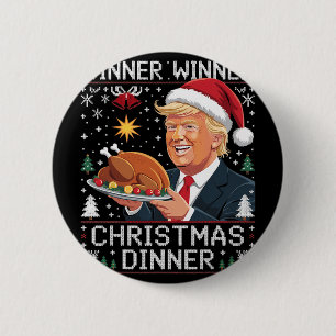 Macaron Rond 5 Cm Gagnant Gagnant Dîner de Noël Santa Trump Pull Ugl