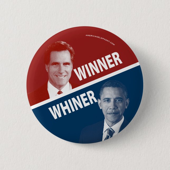 Macaron Rond 5 Cm Gagnant ou pleurnichard Romney contre Obama (Devant)