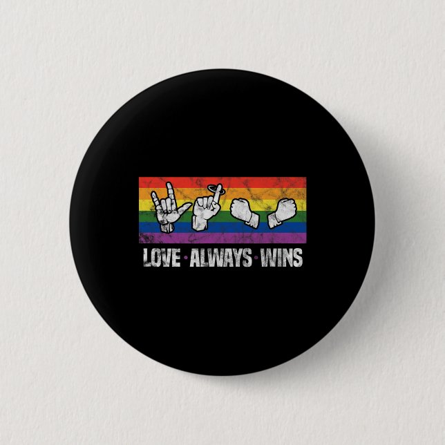 Macaron Rond 5 Cm Gagnera toujours Assie Sourde Conscience Lgbt Gay  (Devant)