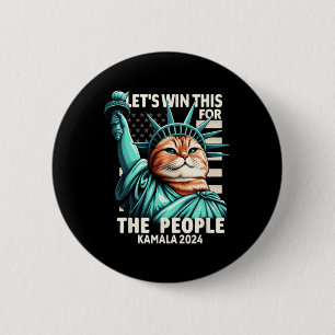Macaron Rond 5 Cm Gagnez ceci pour le peuple drôle Chat Statue de la