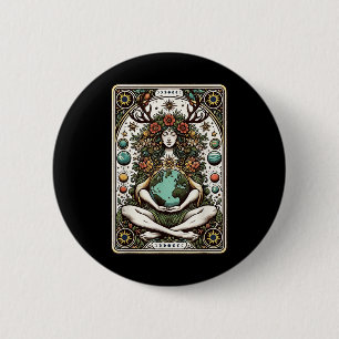 Macaron Rond 5 Cm Gaia Déesse grecque Pagan Mère Terre Nature Tarot
