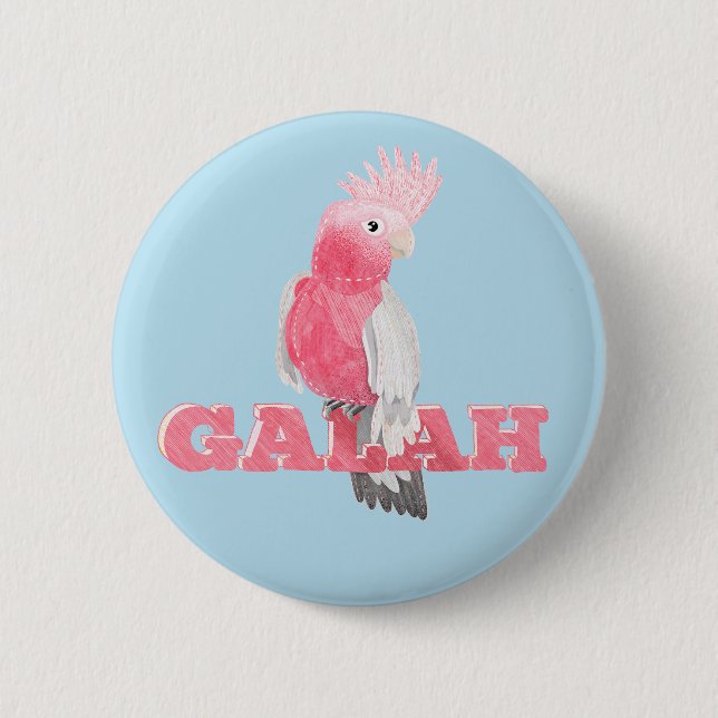 Macaron Rond 5 Cm Galah Australain Bird (Devant)