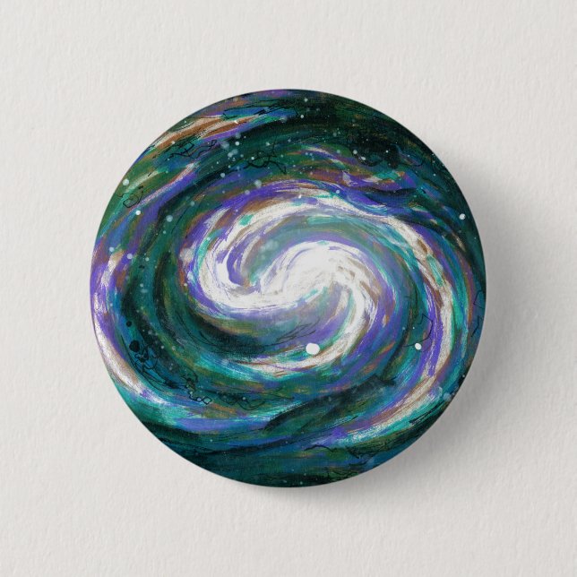 Macaron Rond 5 Cm Galaxie d'émeraude et de violet (Devant)