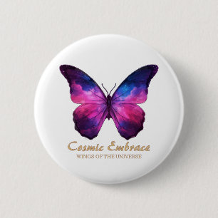 Macaron Rond 5 Cm Galaxie Papillon Cosmique Ailes