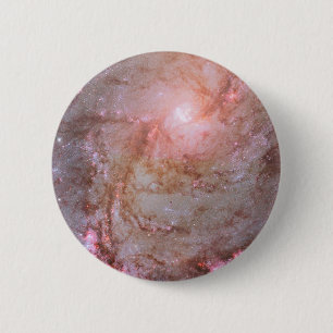 Macaron Rond 5 Cm Galaxie Spirale M83, Ablaze Avec Formation Star.