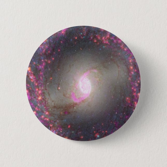Macaron Rond 5 Cm Galaxie Spirale Ngc 3351. (Devant)
