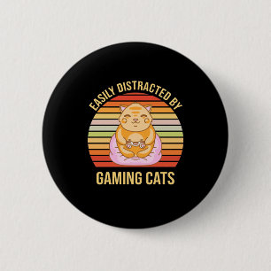 Macaron Rond 5 Cm Gamer Gift   Facilement Distrait Par Les Chats De 