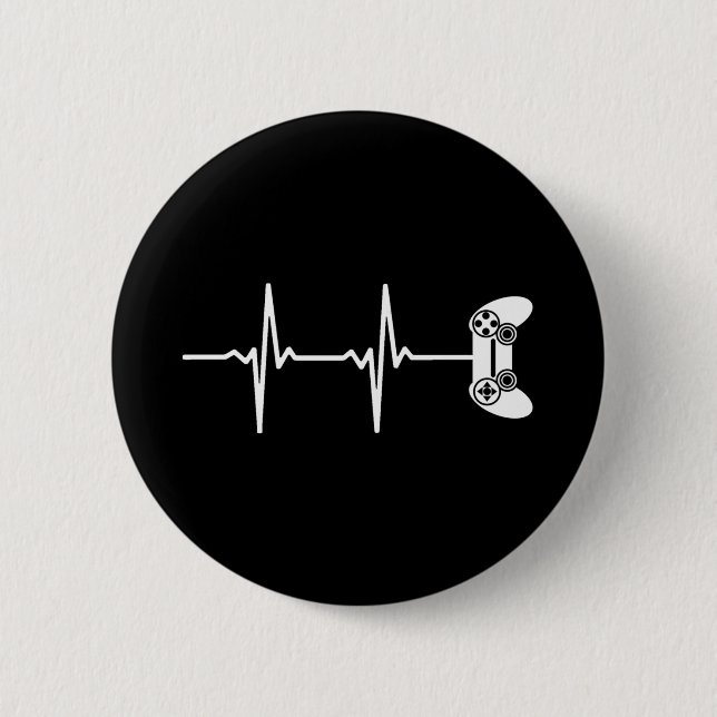 Macaron Rond 5 Cm Gamer Heartbeat (Devant)