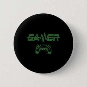 Macaron Rond 5 Cm Gamer Heartbeat Jeux Vidéos Jeu Garçons Ados Homme