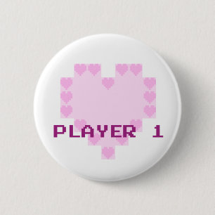 Macaron Rond 5 Cm Gamers dans l'amour - joueur 1