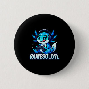Macaron Rond 5 Cm Gamesolotl Axolotl Poisson Joueur Jeux Anime Vidéo