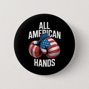 Macaron Rond 5 Cm Gants de boxe All American Hands Patriotique Drape