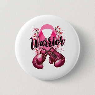 Macaron Rond 5 Cm Gants de boxe de guerrier Pink Ribbon Cancer du se