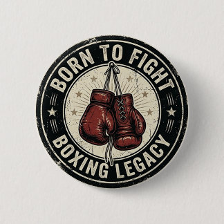 Macaron Rond 5 Cm Gants de boxe rouges vintage Emblème de la légende