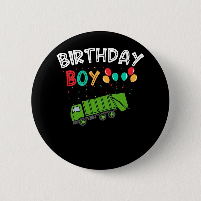 Macaron Rond 5 Cm Garbage Truck Anniversaire de enfant Garys Recycla (Devant)