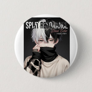 Macaron Rond 5 Cm Garçon Anime Esthétique Cool avec Cheveux Bicolore